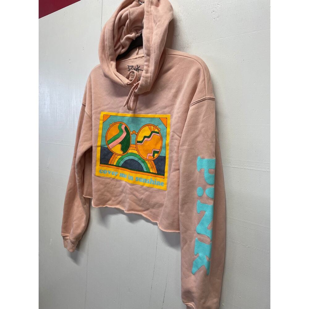 P!NK Women's Cropped Hoodie Size Small Cover Me In Sunshine Peach Hoodie - Picture 6 of 10